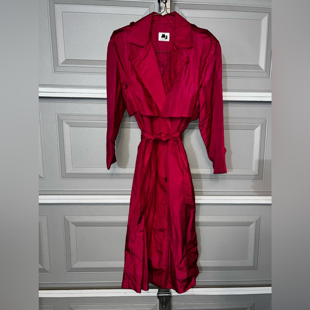Vintage MJ Seattle Trench Coat Jacket USA Hot Pink Size 8 EUC